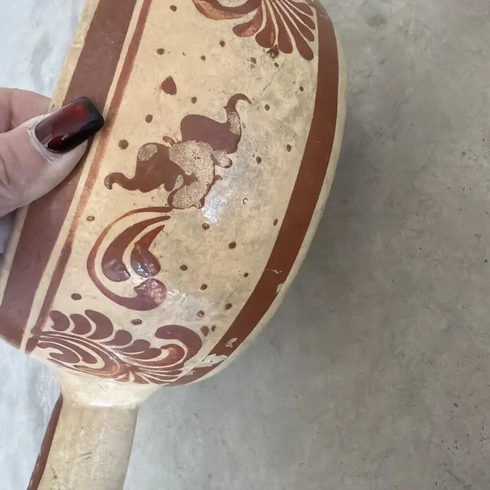 Vintage Mexican Cookware/Decor Ceramic Pottery‎ w/ Handle Great For Plants
